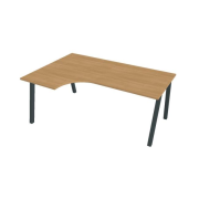 Pracovný stôl UNI A, ergo, pravý, 180x75,5x120 cm, dub/čierna