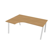 Pracovný stôl UNI A, ergo, pravý, 180x75,5x120 cm, dub/biela