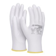 Rukavice pletené, polomáčané DONAU SAFETY PU kat. II biele veľ. 9