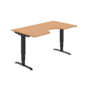 Pracovný stôl Motion Ergo, ZO, 3S, 160x61-128x90 cm, buk/čierna